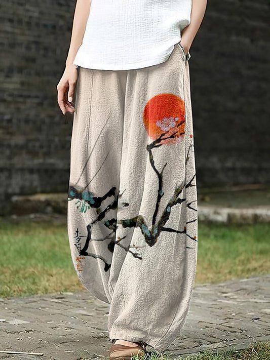 European and American cross-border women's pants abstract printing fashion graffiti loose pocket casual