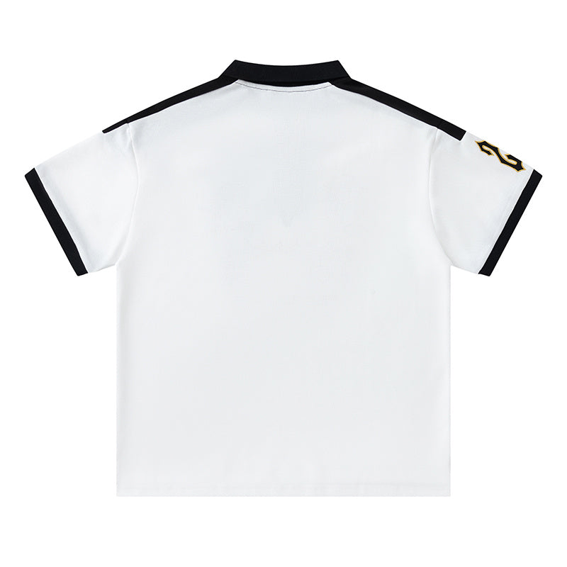 Trapstar men's white graphic polo shirt with black contrast collar and short sleeves - view 7