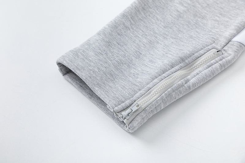 Blue, gray, and white chevron hoodie with matching joggers tracksuit set - view 7