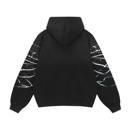 Spider Web Zip Up Hoodie (Black)