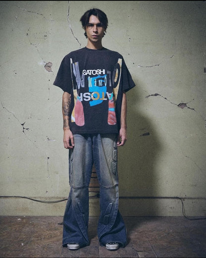 SATOSHI NAKAMOTO Mirror Logo Vintage Tee / Black