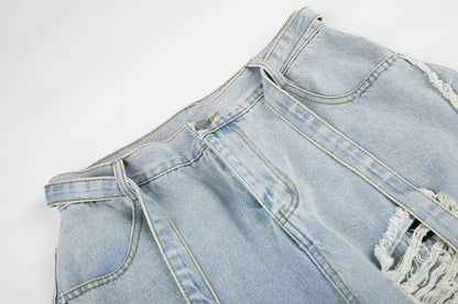Ripped Distressed Wide Leg Barrel Jeans High Waist Streetwear Y2K Vintage Light Wash Denim Pants | Rip Barrel