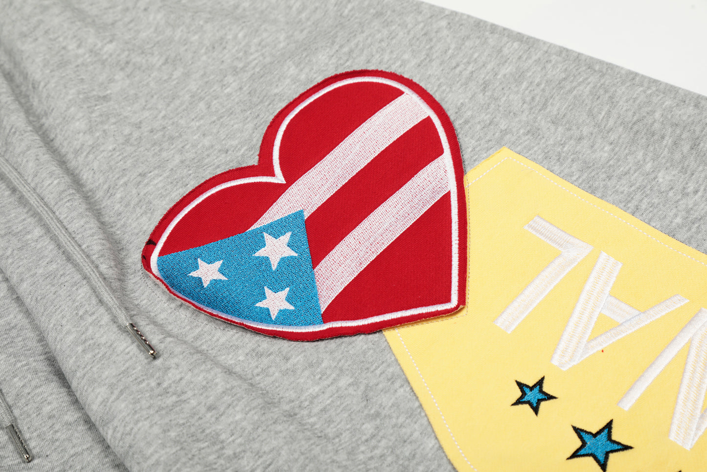 Women's RVNTENG 21 American Flag Heart Patch Embroidery Balloon Wide Leg Sweatpants Elastic Waist Drawstring Y2K Streetwear Jogger Pants