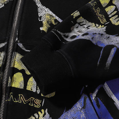 Vale Forever Valley Dreams Skull & Glowing Hands Graphic Vintage Wash Full-Zip Hoodie