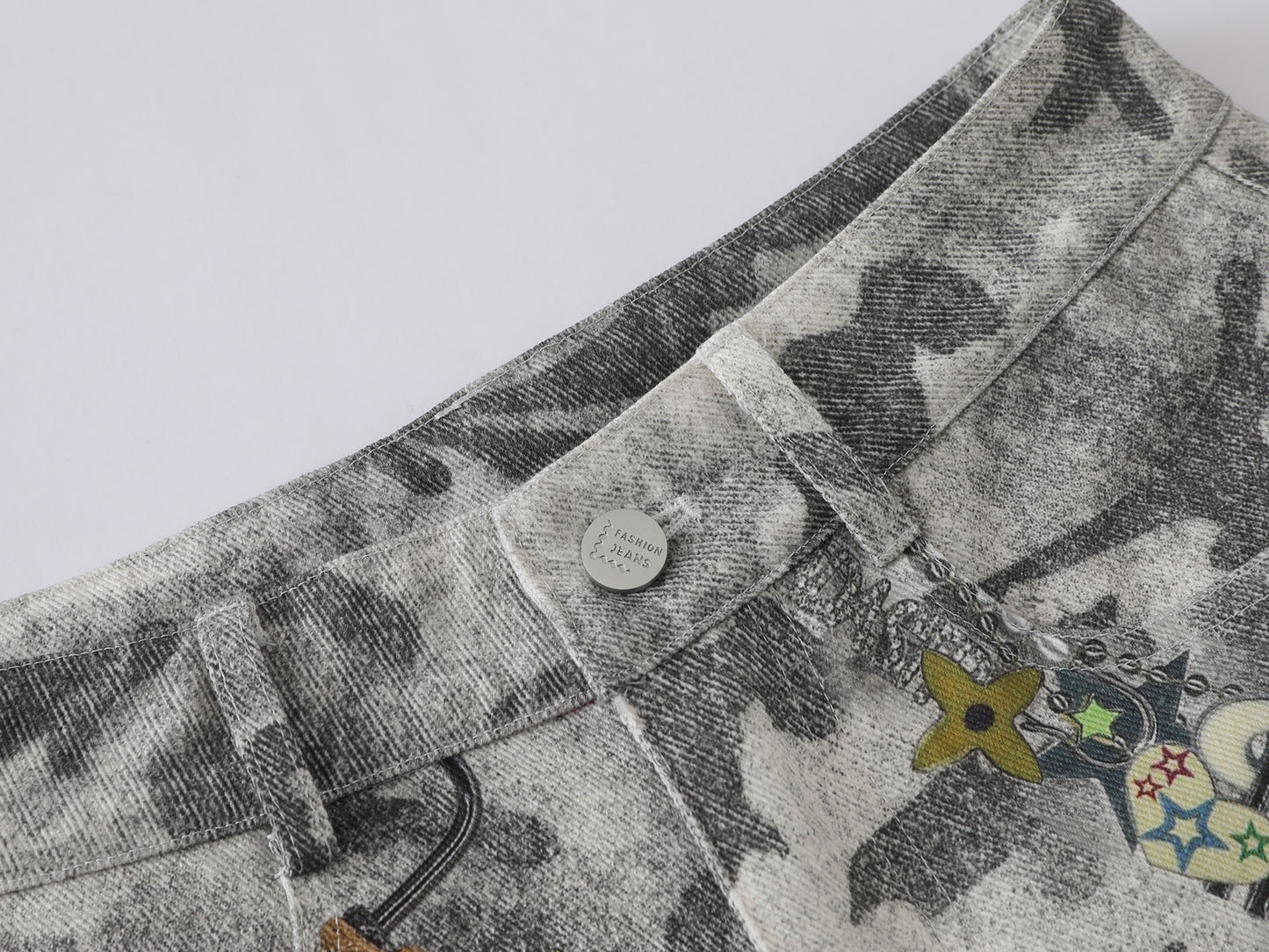 Snow Camo Cargo Shorts Teddy Bear Pendant Cartoon Patch Multi Pocket High Waist Casual Streetwear Baggy Shorts | Camo Bear