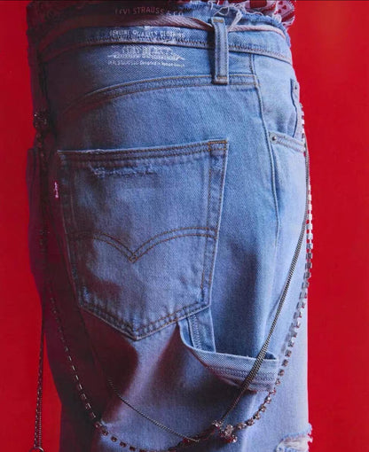 Distressed Logo-Patch Jeans