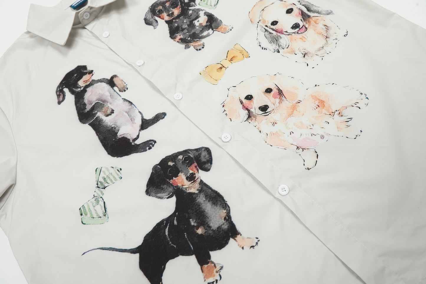 Dachshund Dog Print Short Sleeve Shirt Oversized Button Down Cute Graphic Streetwear Y2K Casual Summer Top | Wiener Club