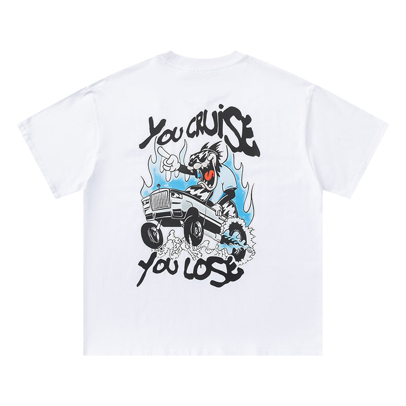 Trapstar graphic short sleeve crew neck T-shirt with chest logo and illustrated truck back print - view 7