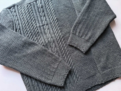 Asymmetrical Distressed Cashmere Cardigan - Tweed Gray