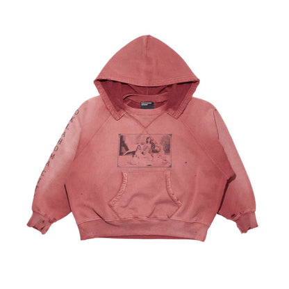 Enfants Riches Deprimes ERD Oklahoma City Church Afterhood Raglan Hoodie Washed Distressed Heavyweight Cotton Oversized Pullover Sweatshirt | Church After