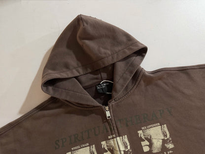 Spiritual Therapy Zip Up Hoodie - Washed Black