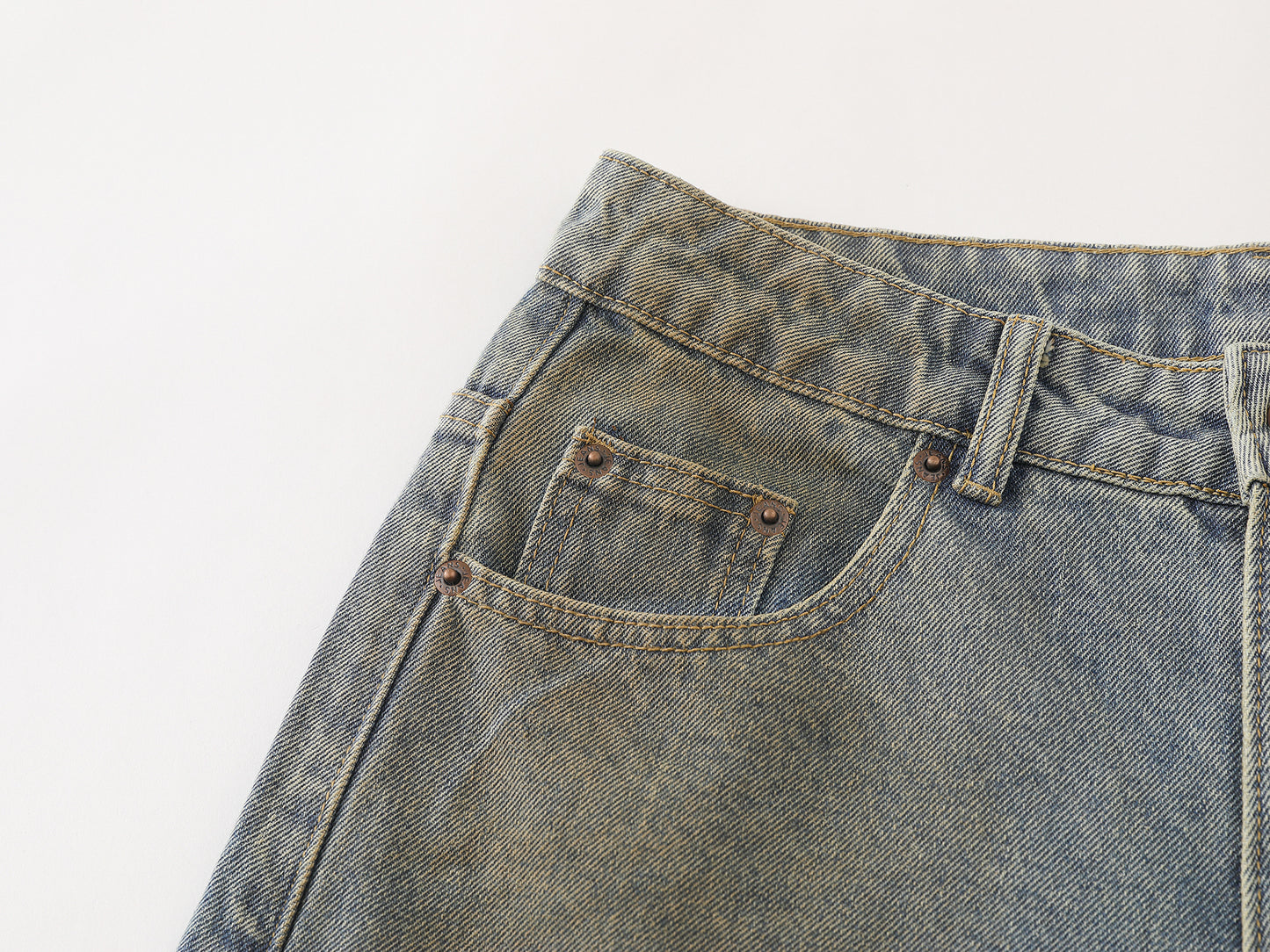 Clay Wash Arc Seam Balloon Wide Leg Jeans Earth Tone Fading Multi-Panel High Waist Baggy Denim Trousers Vintage Streetwear | Clay Arc