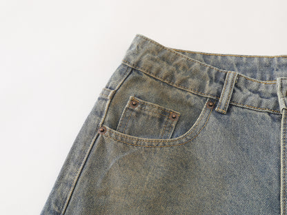 Clay Wash Arc Seam Balloon Wide Leg Jeans Earth Tone Fading Multi-Panel High Waist Baggy Denim Trousers Vintage Streetwear | Clay Arc