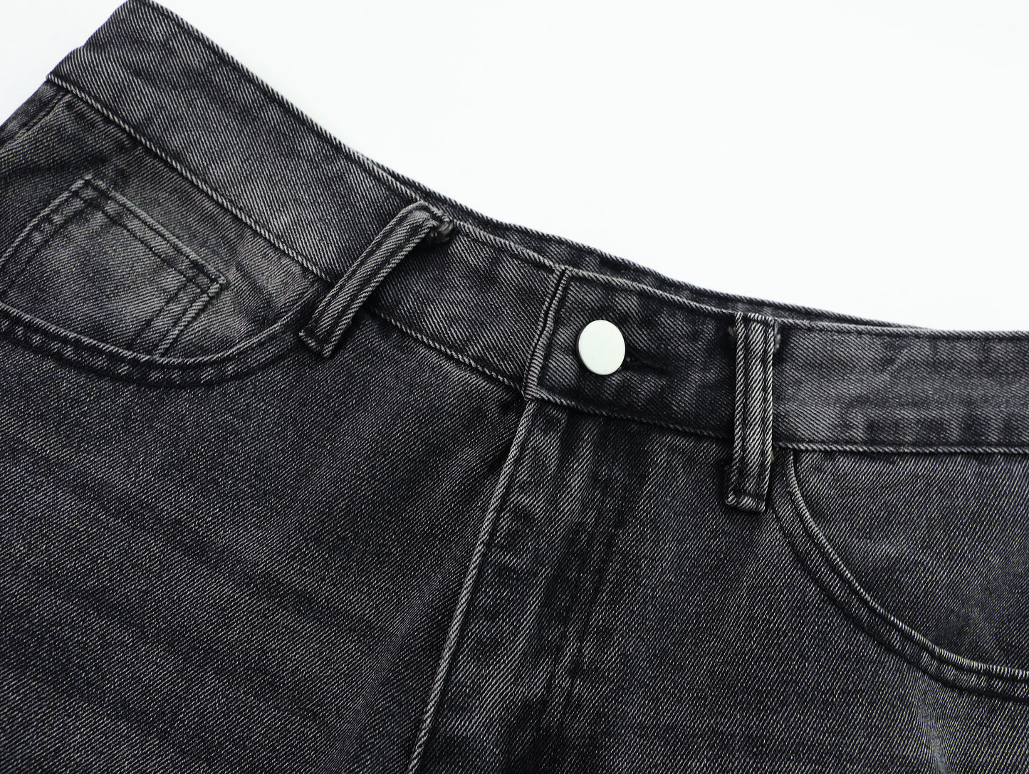 Distressed Ripped Wide Leg Jeans High Waist Washed Black Sandy Fade Black Patch Pocket Streetwear Denim Trousers | Void Rip