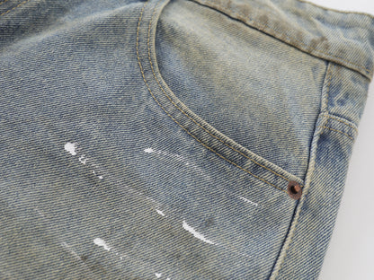 Paint Splatter Wide Leg Denim Shorts High Waist Washed Distressed Streetwear Summer Casual Jean Shorts | Chalk Drift