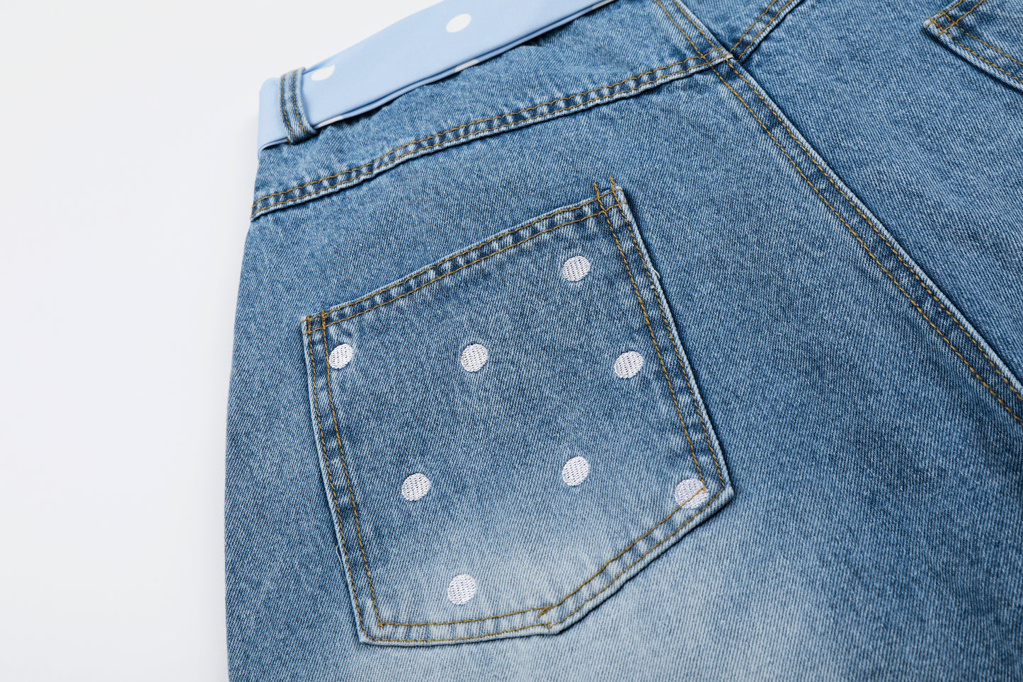 Women's I Love RVNTENG Letter Print Polka Dot Tie Wide Leg Denim Shorts High Waist Casual Streetwear Jean Shorts