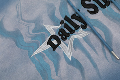 Daily Sunward Flame Star Tie-Dye Gradient Fleece Hoodie Oversized Streetwear Y2K Grunge Warm Winter Pullover Sweatshirt | Flame Drift