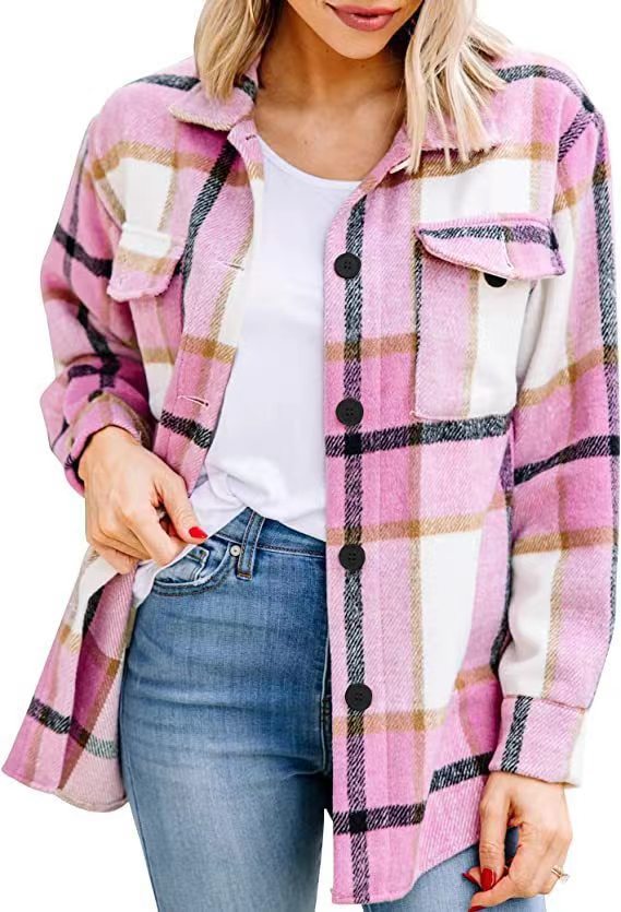 AUTOMET Womens Fall Outfits Fashion Clothes Shackets Flannel Plaid Button Down Long Sleeve Shirts Jackets 2024