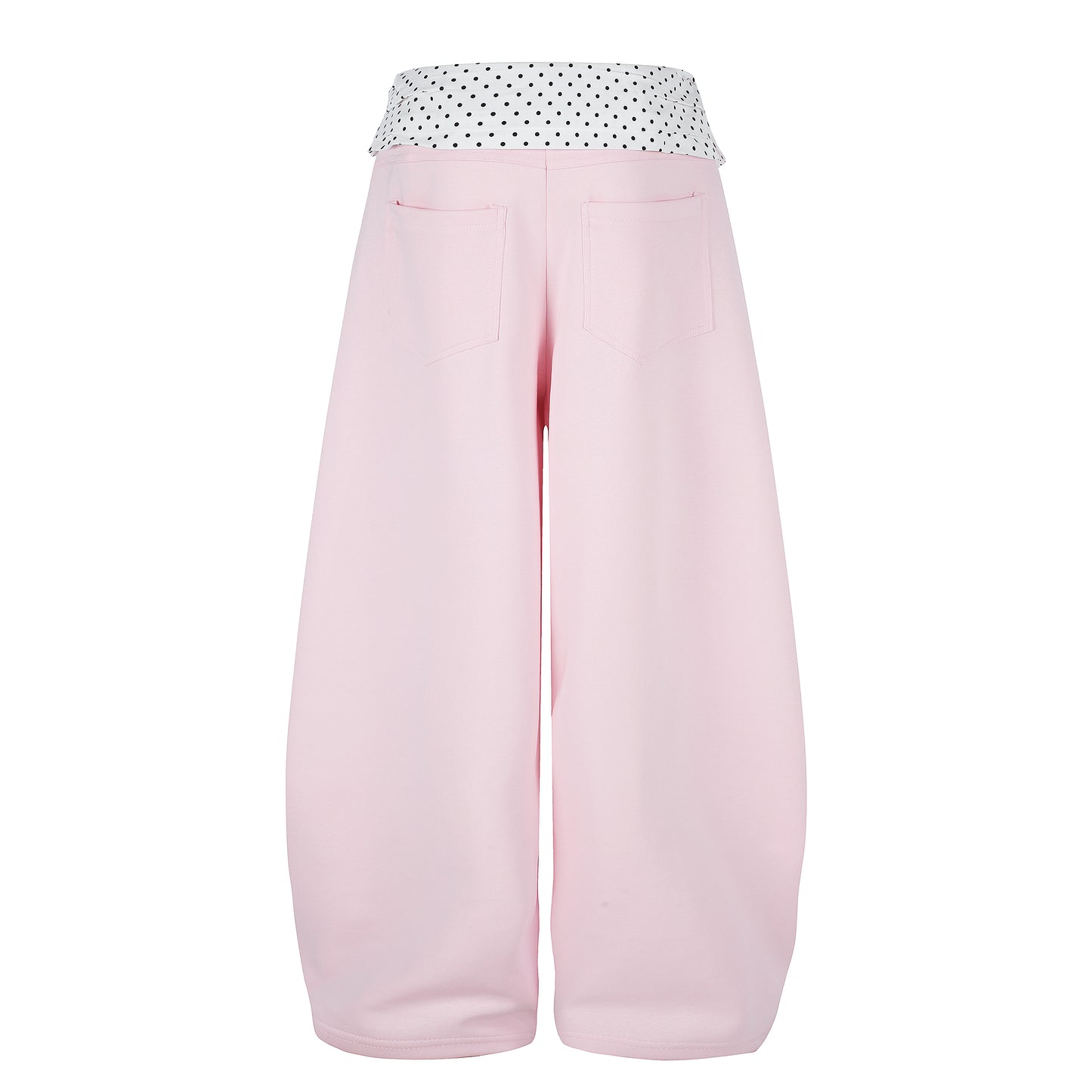 Women's Girls Club Conteng Embroidery Polka Dot Fold-Over Waistband Balloon Wide Leg Sweatpants Casual Sweet Jogger Pants