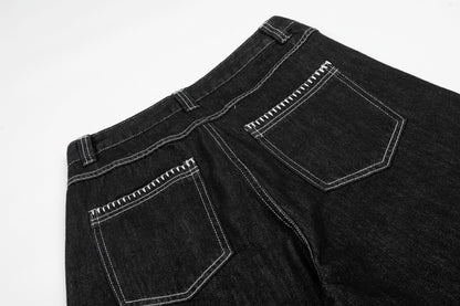 Women's Contrast Stitch 5-Button High Waist Wide Leg Denim Shorts Distressed Bermuda Y2K Streetwear Jean Shorts