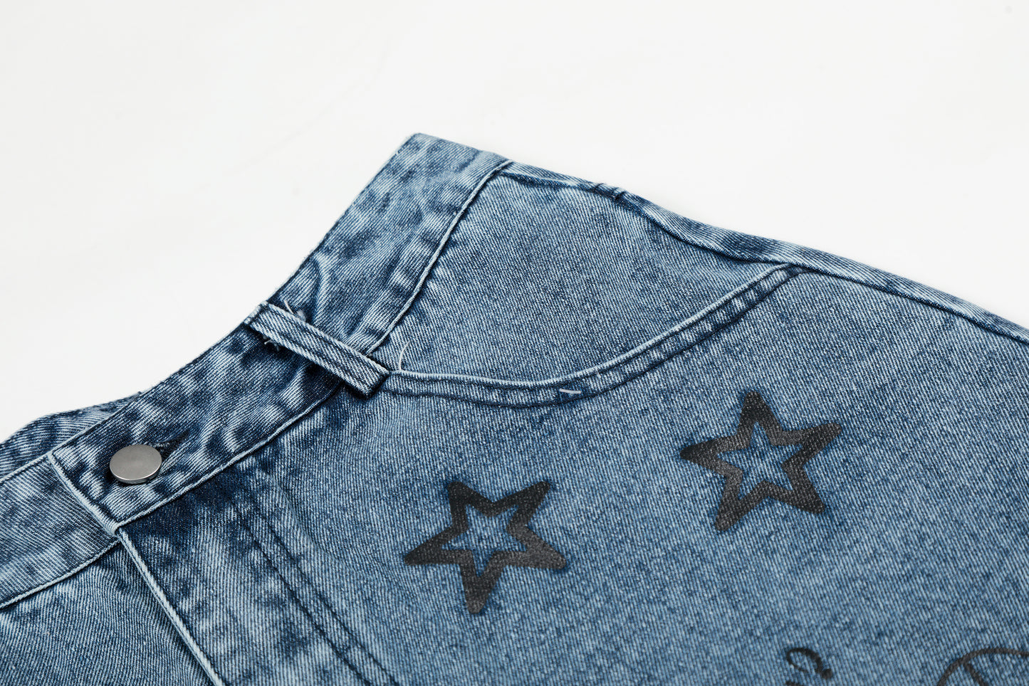 Hello Kitty Cross Star Graphic Wide Leg Denim Shorts High Waist Washed Y2K Streetwear Summer Shorts