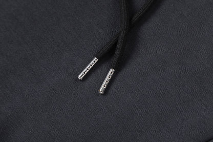 Black and Charcoal Panther Graphic Hoodie and Joggers Tracksuit Set, Drawstring Two Piece Streetwear Outfit