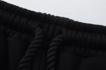 Unisex Hooded Sweatshirt and Jogger Pants Set, Black Graphic Loungewear
