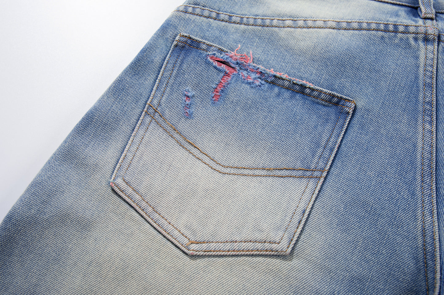 Light Blue Distressed Wide-Leg Cropped Denim Shorts
