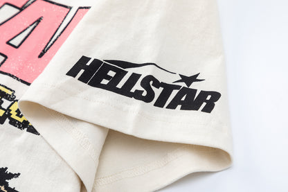 Hellstar Graphic Print Short Sleeve T-Shirt Oversized Loose Fit Cotton Casual Streetwear Summer Tee | Star Tee