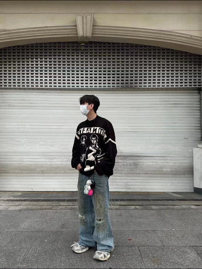 “Angst” Russian Graphic Knit Sweater