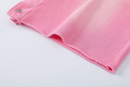Elastic Waist Patch Pocket Sweat Shorts Solid Color Casual Jogger Summer Lounge Shorts | Pink Sweat