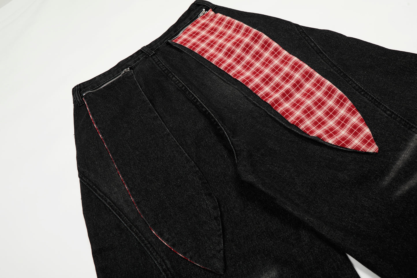 Women's Rvnteng Plaid Star Applique Patch Balloon Wide Leg Denim Jeans High Waist Vintage Wash Y2K Streetwear Baggy Jean Pants