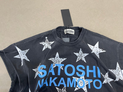 Satoshi Nakamoto Star Print Sleeveless Tee