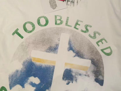 SECND SLF Too Blessed To Be Stressed Cross Sky Print Short Sleeve Tee Off-White Oversized Drop Shoulder American Vintage Streetwear | Too Blessed Tee