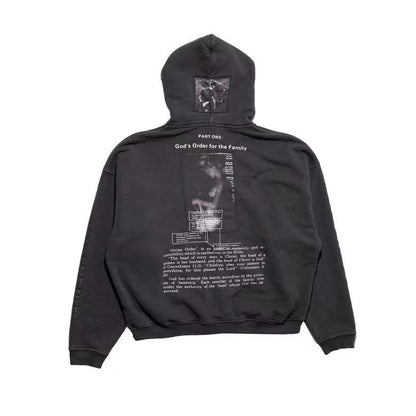 God's Order Zip Up Hoodie - Washed Black