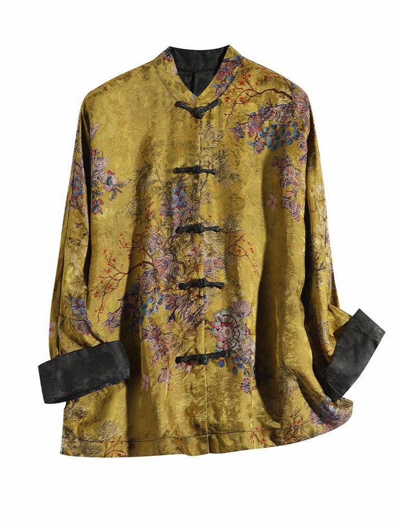 Oversized Button Down Shirts Womens Fall Floral Graphic Linen Long Sleeve Tops Trendy Casual Lapel Neck Tunic Blouses