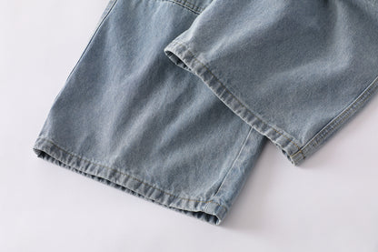 Curved Pocket Cargo Wide Leg Jeans High Waist Light Wash Mud Dye Faded Utility Streetwear Denim Trousers | Pocket Arc