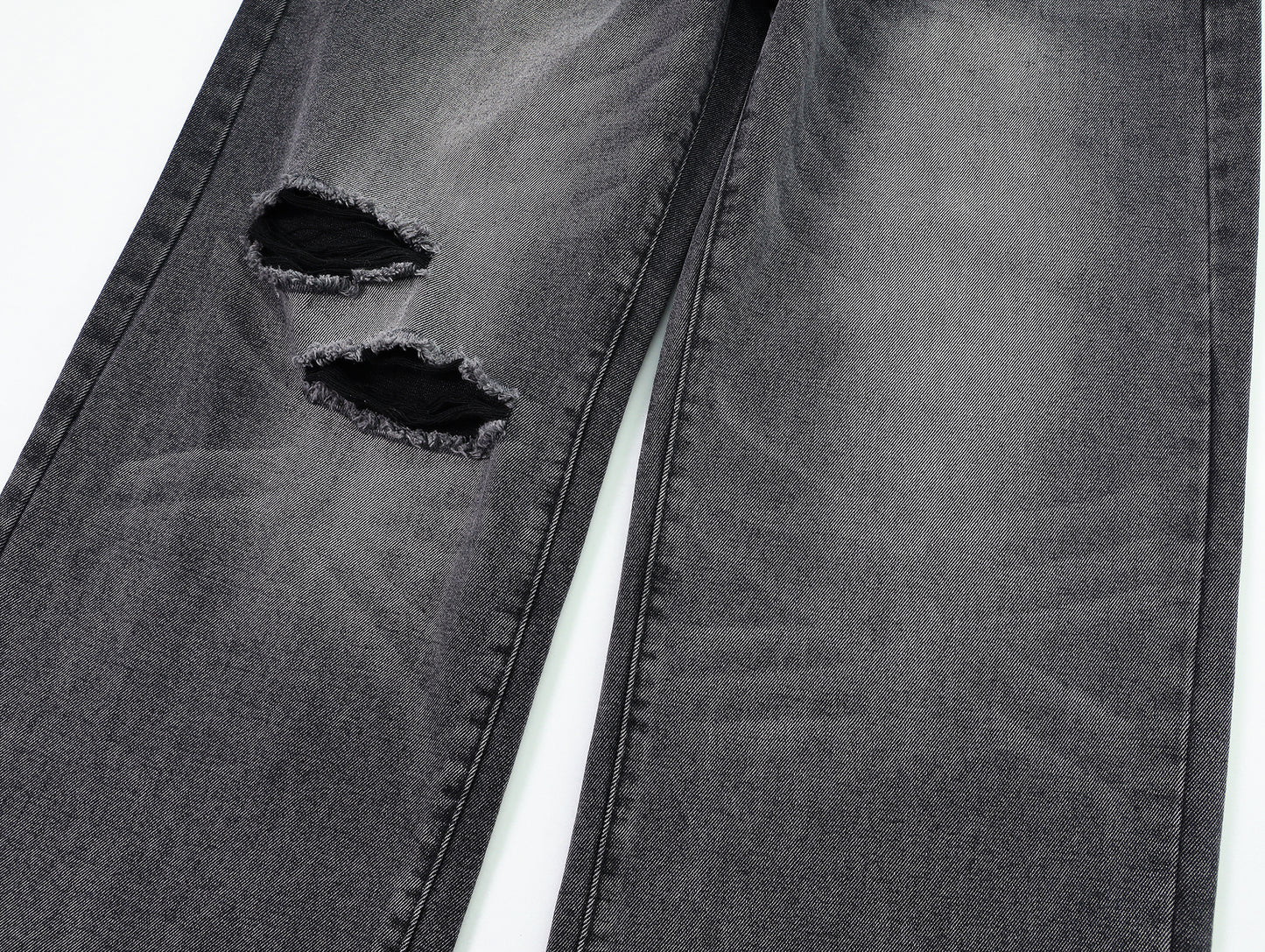 Distressed Ripped Wide Leg Jeans High Waist Washed Black Sandy Fade Black Patch Pocket Streetwear Denim Trousers | Void Rip