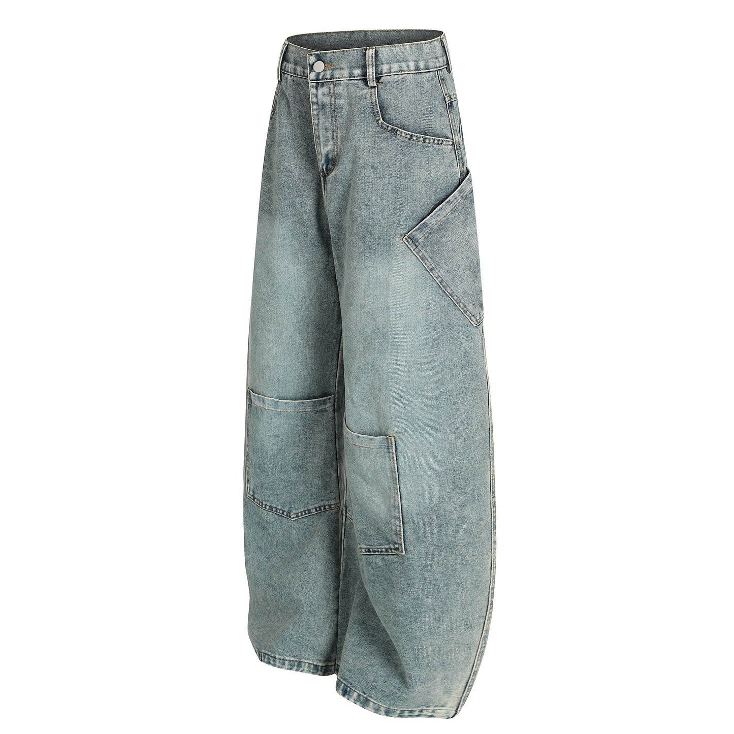 Multi pocket barrel leg jeans light blue - side view