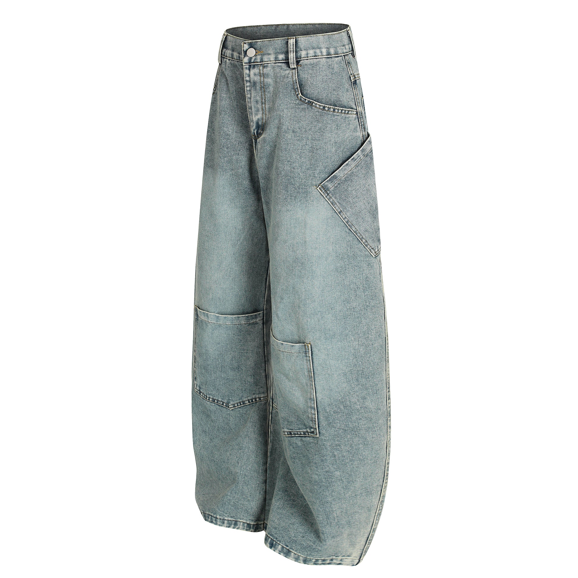 Multi pocket barrel leg jeans light blue - side view