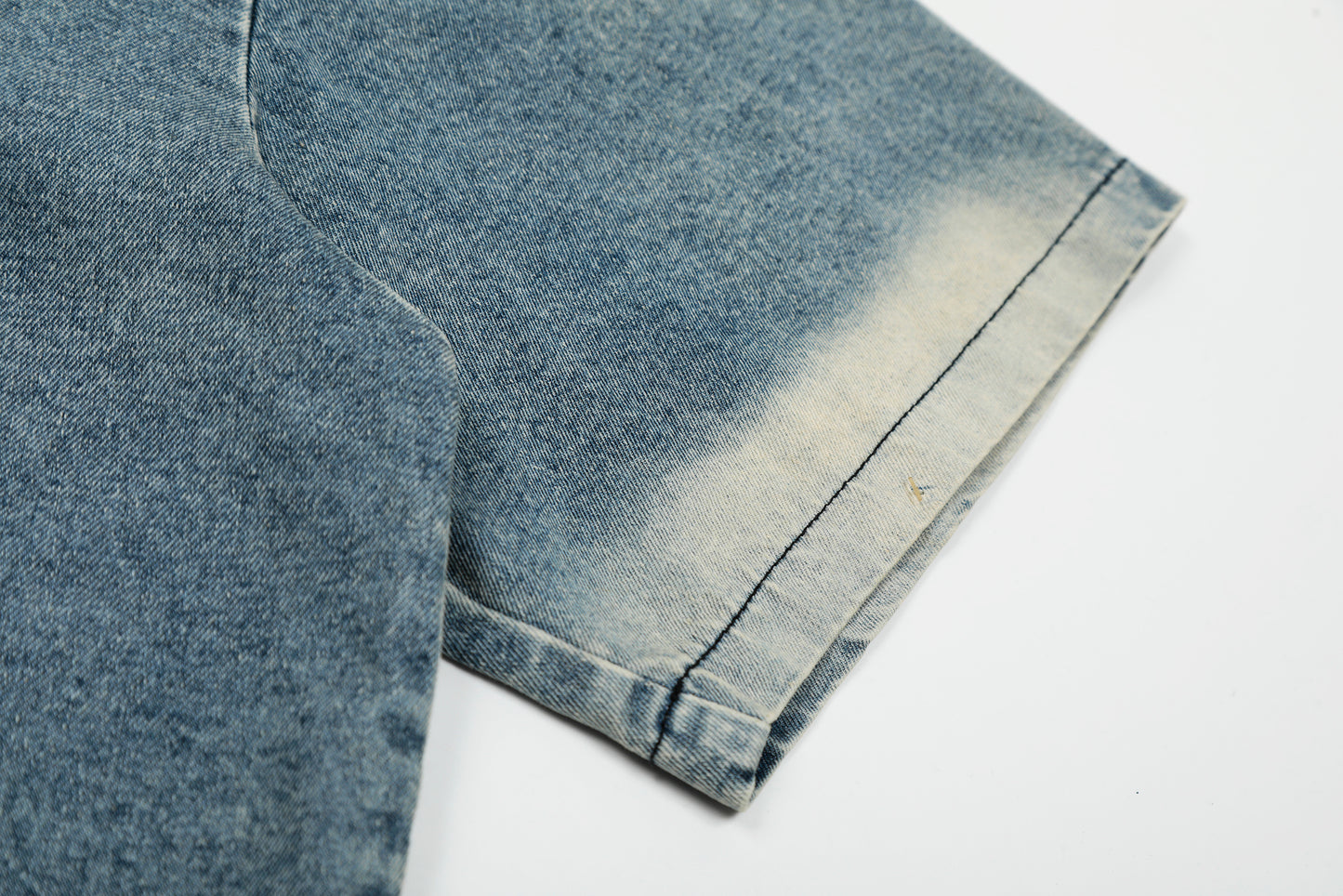 ShinMaxdepy Embroidered Letter Washed Denim Polo Shirt Oversized Short Sleeve Streetwear Y2K Vintage Summer Top | Shine Polo
