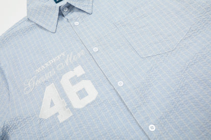 Maxdepy 46 Graphic Plaid Short Sleeve Shirt Oversized Button Down Streetwear Y2K Casual Summer Top | Grid 46