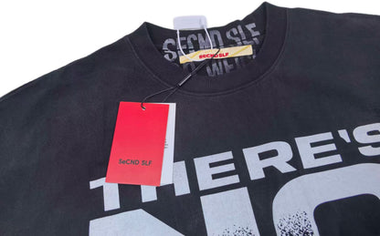 SECND SLF No Question I'm 100% Right Slogan Tee Washed Black Heavy Drop Shoulder Cracked Print Streetwear | 100 Right Tee