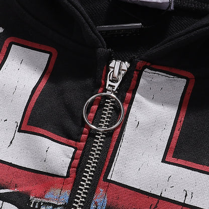 Vale Forever Valley Sport Dept. Zip-Up Hoodie 'Black/Red Graphic'