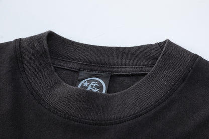 Graphic Print Tee Hellstar Oversized Black Cotton Streetwear Casual Summer T-Shirt | Star Born
