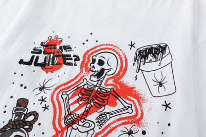 Woven Slogan Label Tee Yellow Patch Oversized White Cotton Streetwear Casual Summer T-Shirt | Syrup Stitch