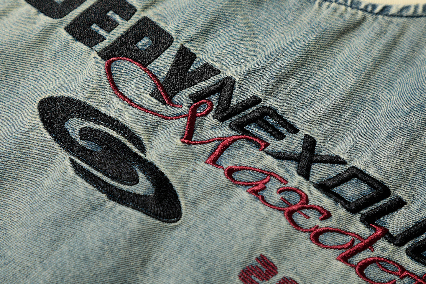 Maxdepy Graphic Letter Print Washed Oversized Tee Short Sleeve Streetwear Y2K Vintage Denim Look T-Shirt | Maxdepy Tee