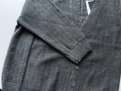 Asymmetrical Distressed Cashmere Cardigan - Tweed Gray