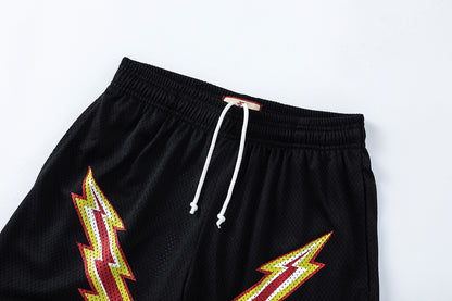Mesh Elastic Waist Athletic Shorts Breathable Perforated Casual Summer Street Shorts | Dark Mesh