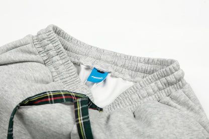 SeR Plaid Drawstring Wide Leg Sweatpants Elastic Waist Zip Hem Streetwear Casual Pants